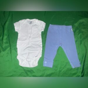 Joules White and Light Blue Kids Leggings and White Onesie 3-6 Months